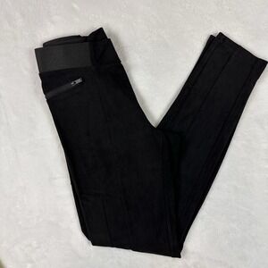 Quinn Faux Suede Womens Pants S Pull On Stitching Slimming Front Zip Pockets EUC